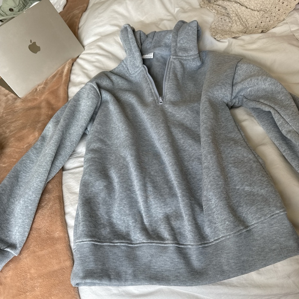 Source Unknown Light Gray Half-Zip Hoodie Sweatshirt